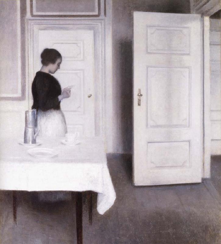 Vilhelm Hammershoi Interior with Woman Reading a Letter,Strandgade 30,1899 oil painting image
